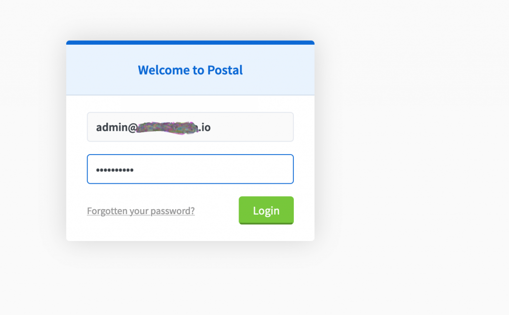 Login with admin user email created earlier